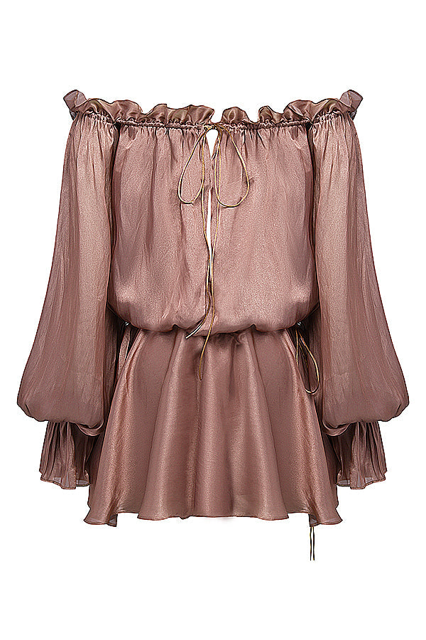 Hasselnöt off shoulder klänning