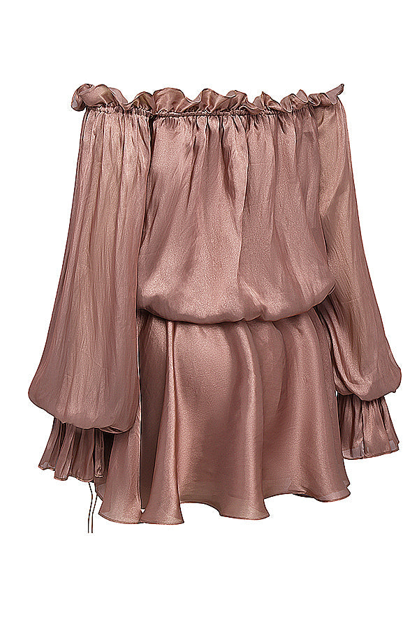 Hasselnöt off shoulder klänning