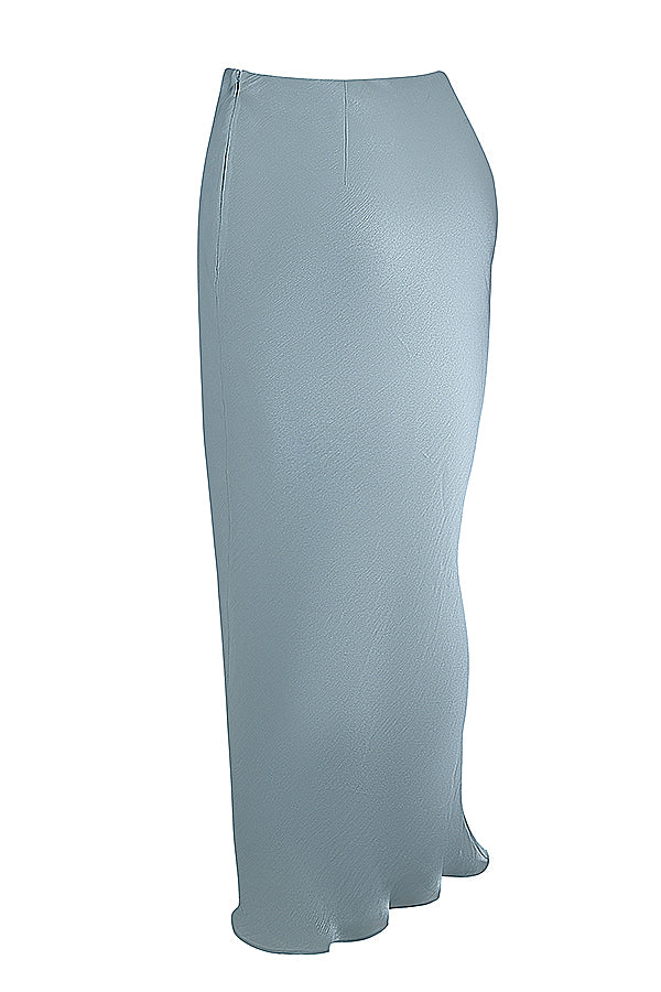 Cool blå  dekorerad satinkorsett med kjol