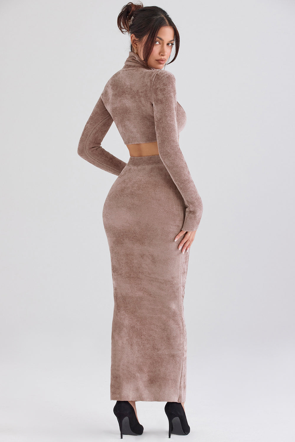 Chenille crop top med maxikjol