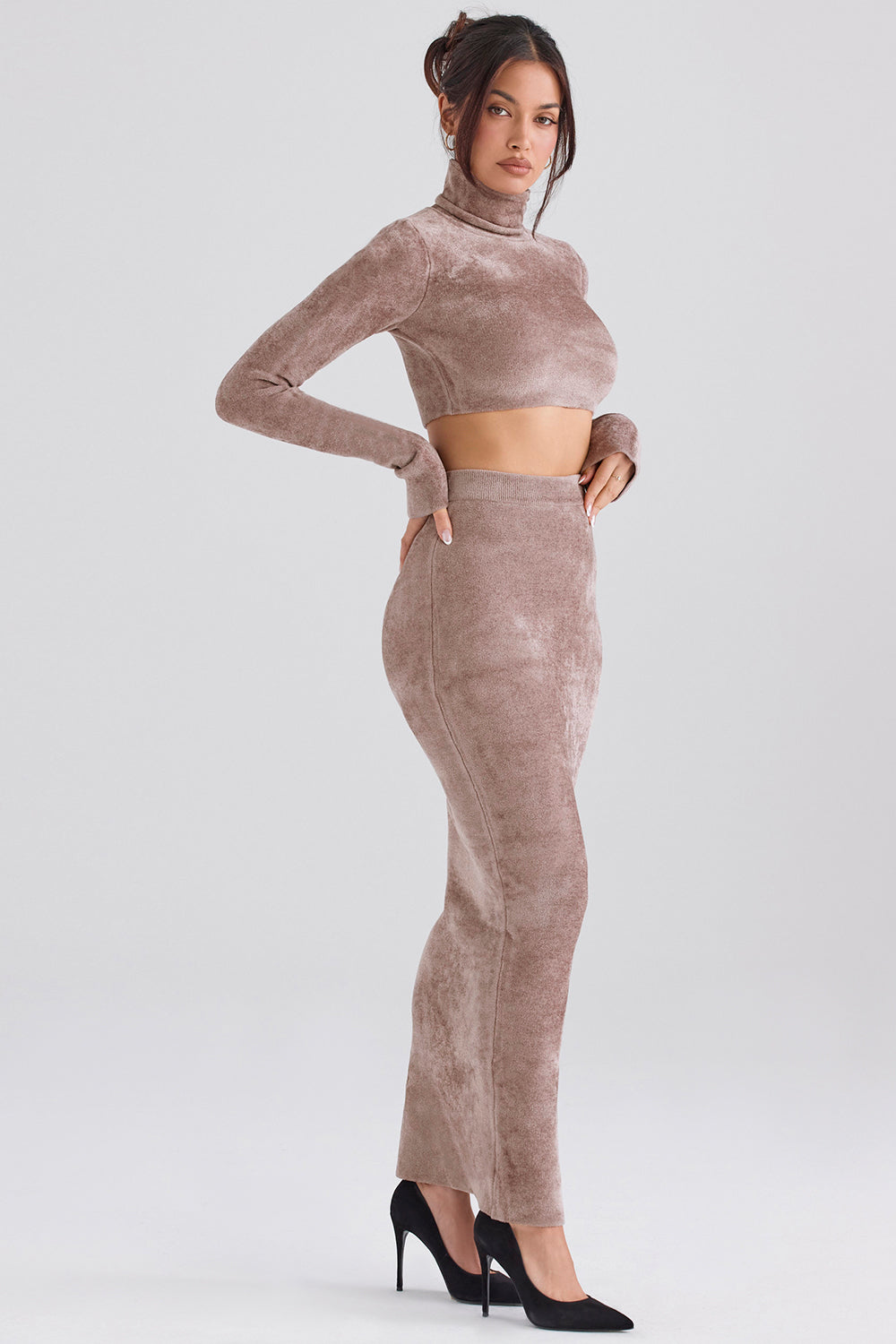 Chenille crop top med maxikjol