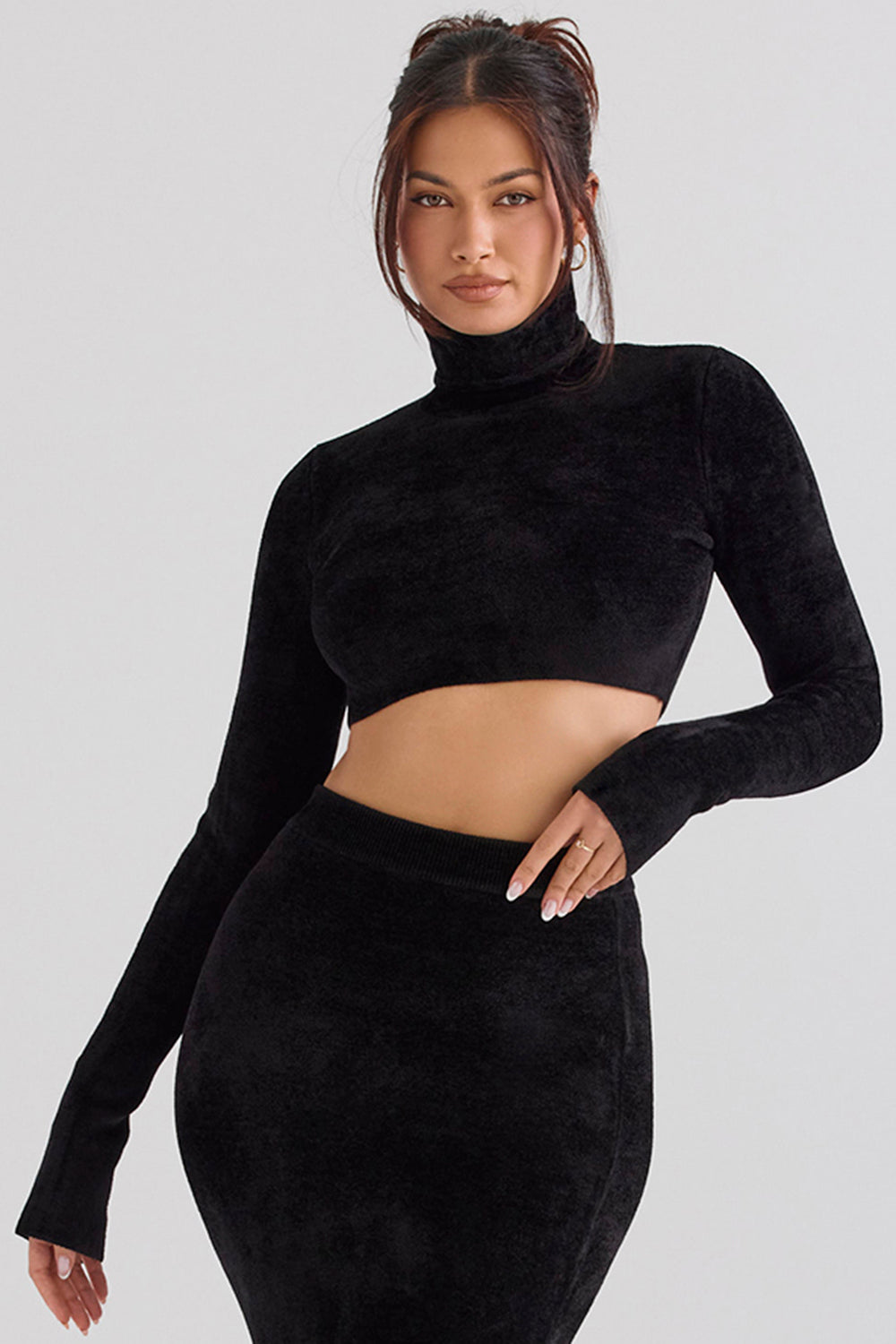 Chenille crop top med maxikjol