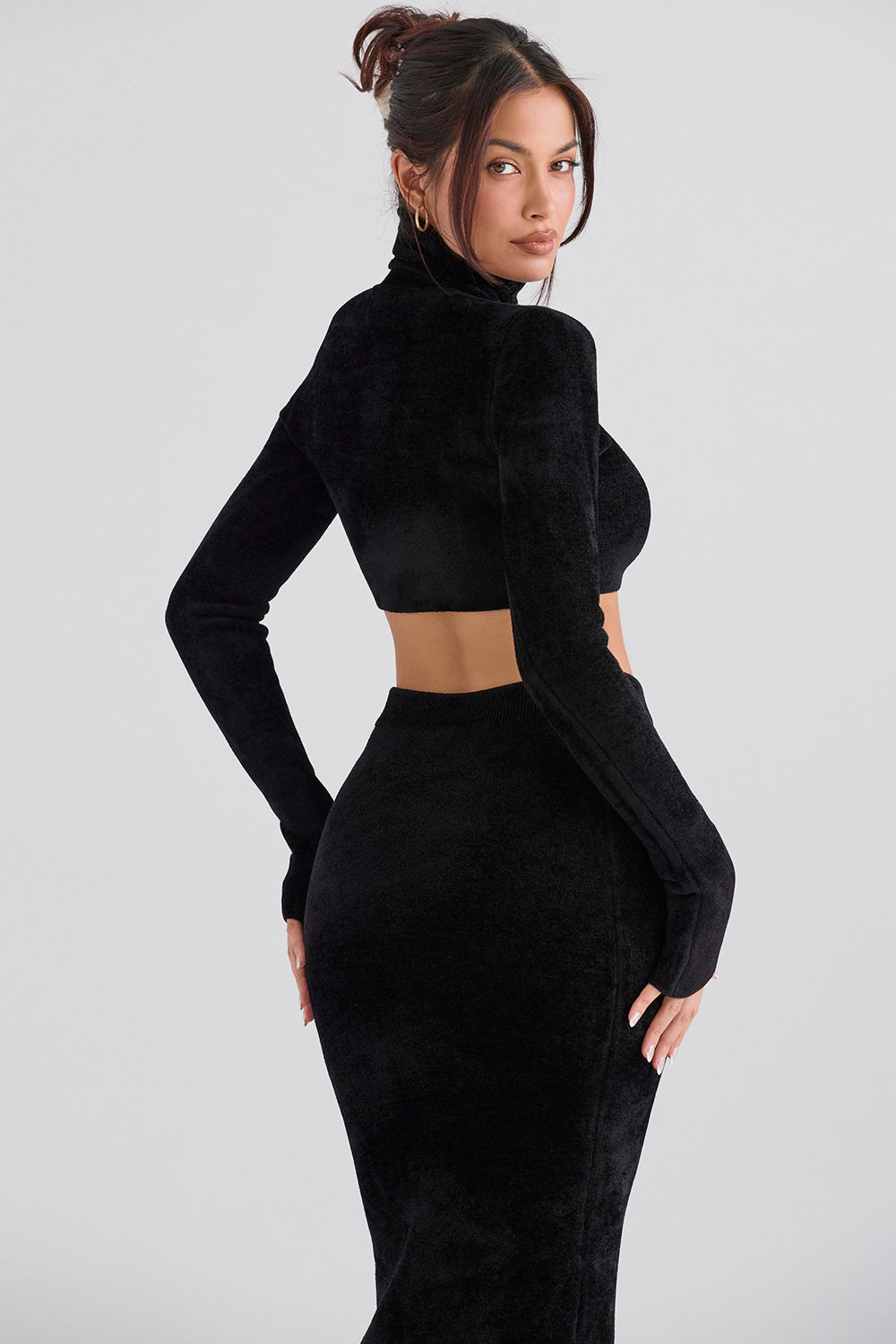 Chenille crop top med maxikjol