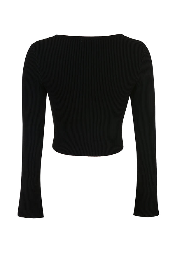 Ribbstickad cardigan med leggings