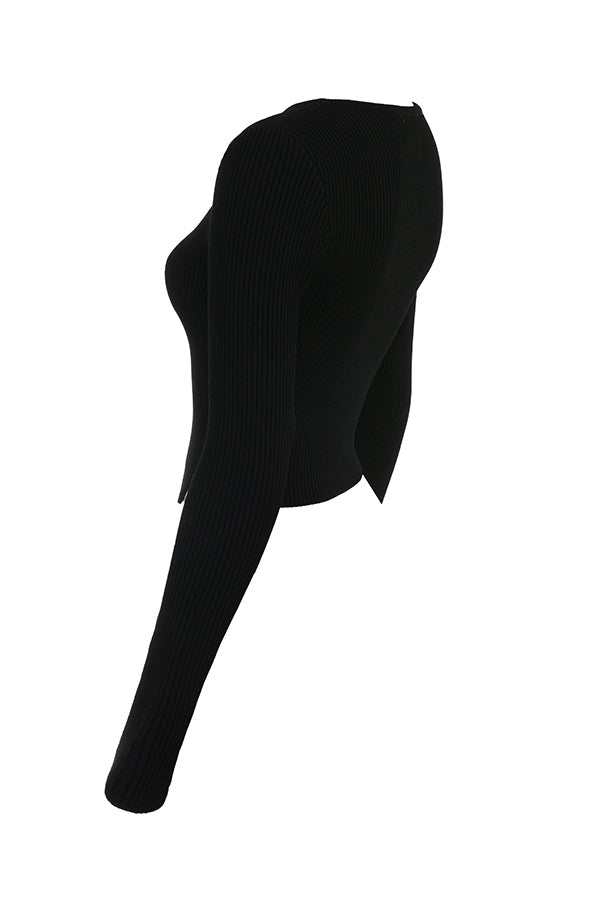 Ribbstickad cardigan med leggings