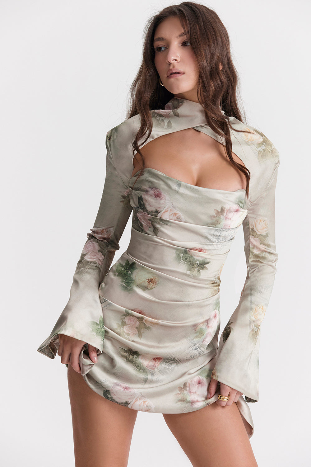 Draperad korsettklänning