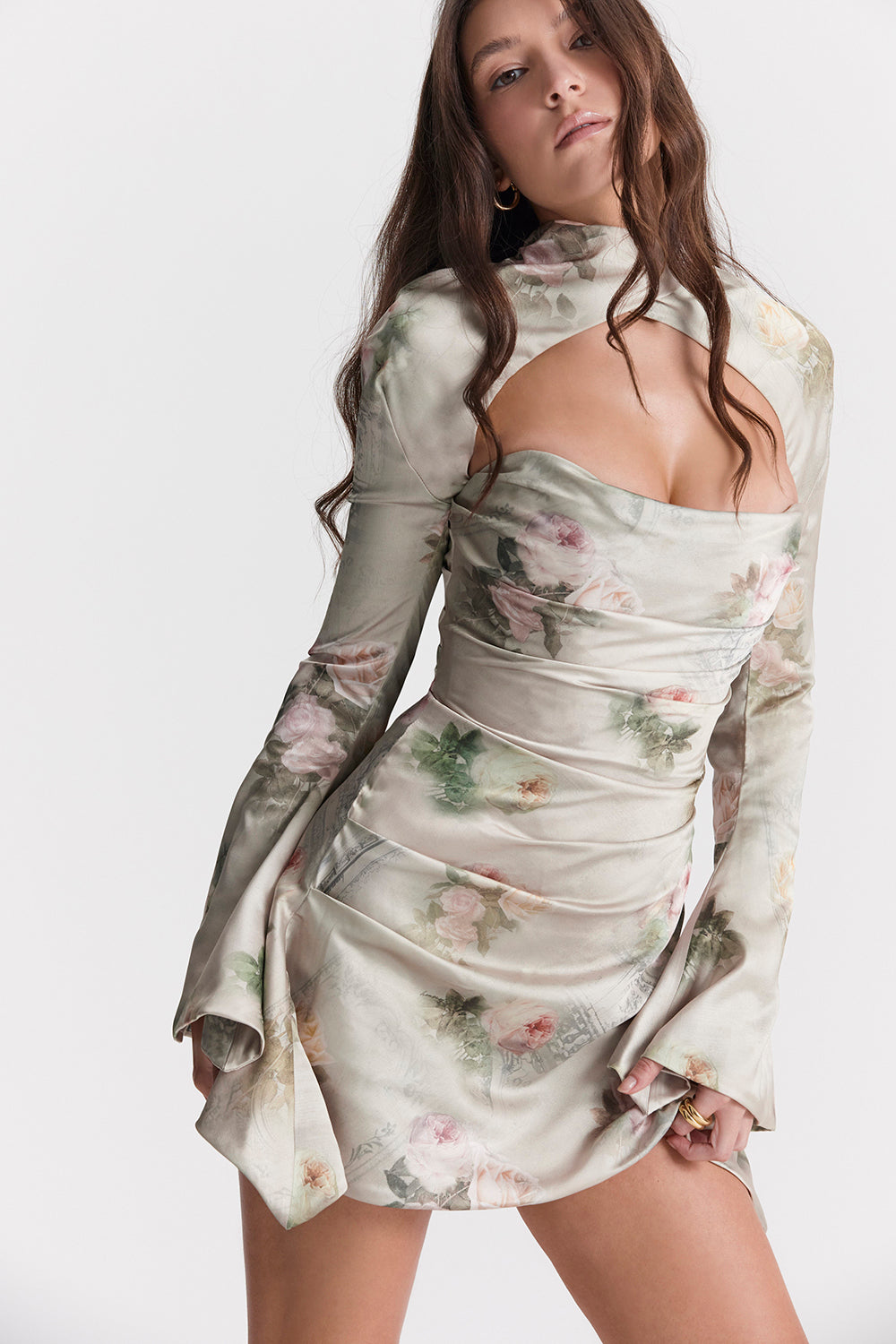 Draperad korsettklänning