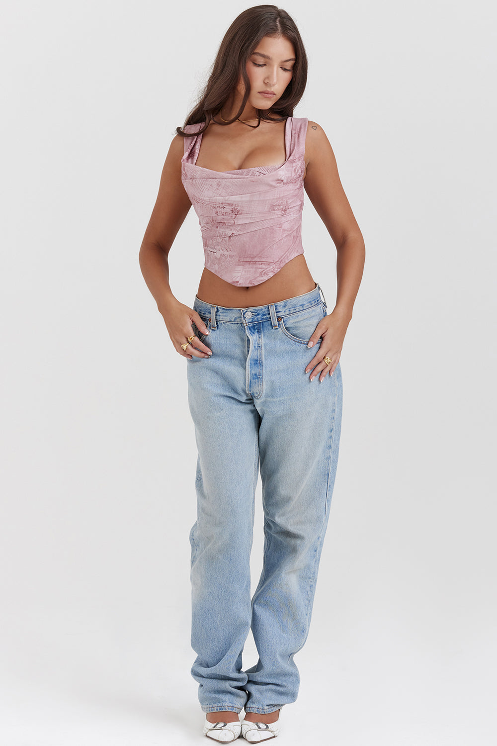 Korsett med rosa tryck