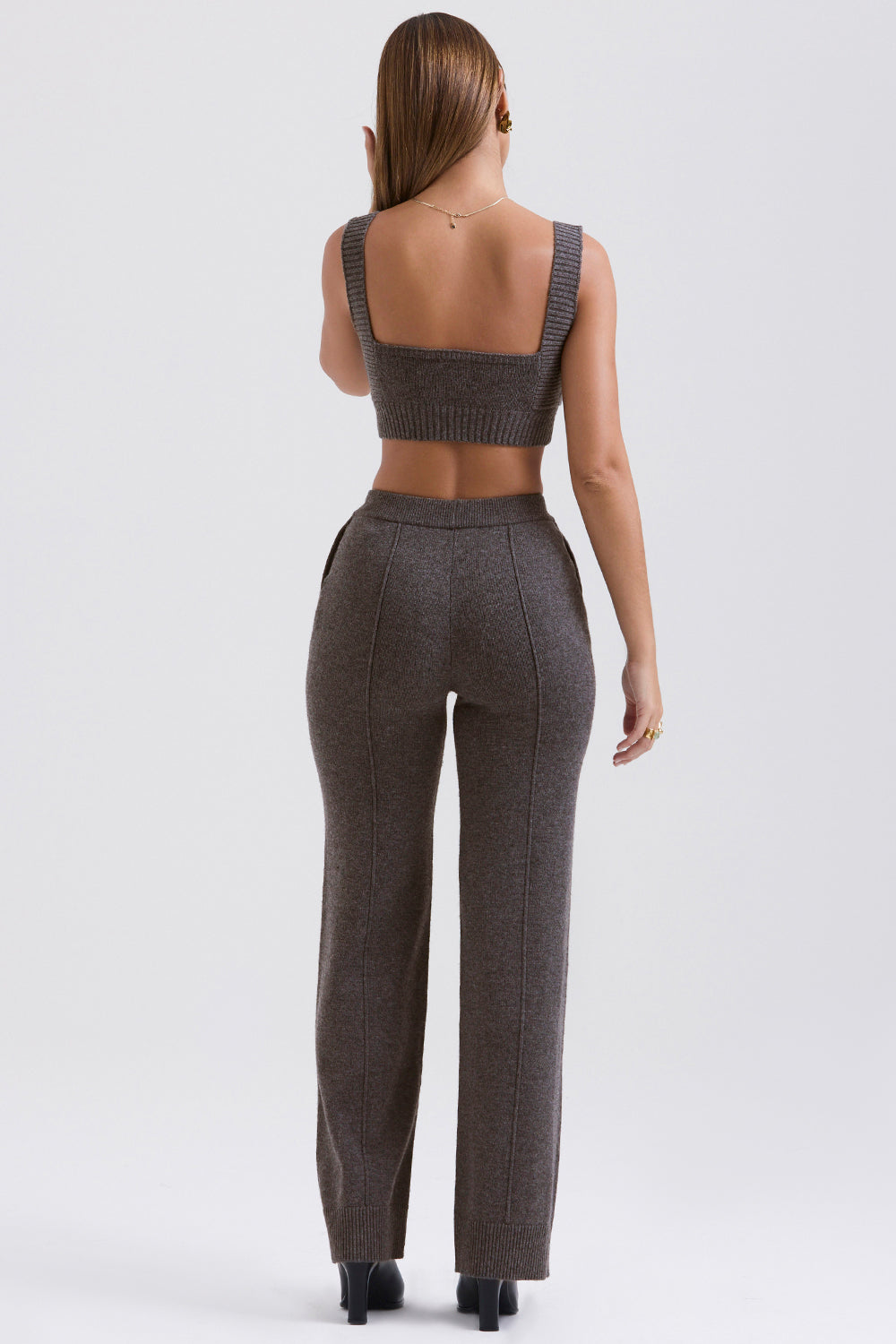 Antracitfärgad kashmirmix bralette med byxor