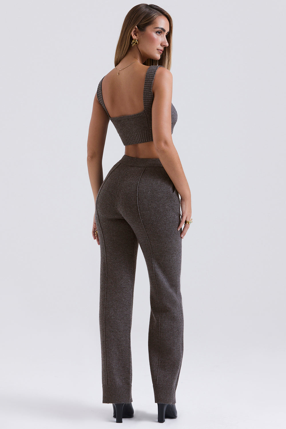 Antracitfärgad kashmirmix bralette med byxor