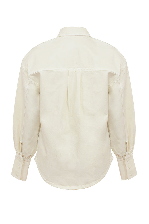 Ivory jeansskjorta med utsvängda jeans med vida ben