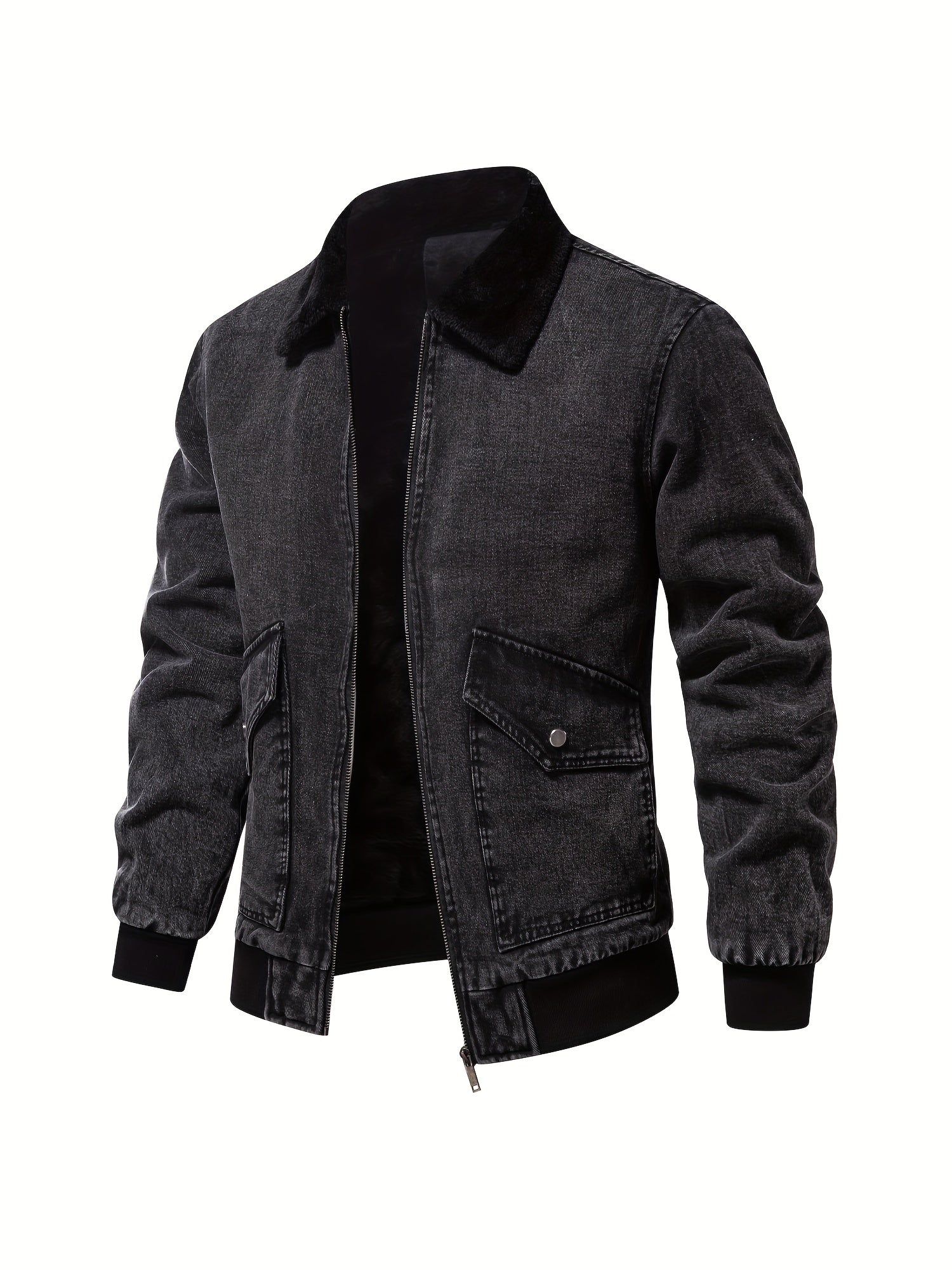 Denim fleecejacka för män