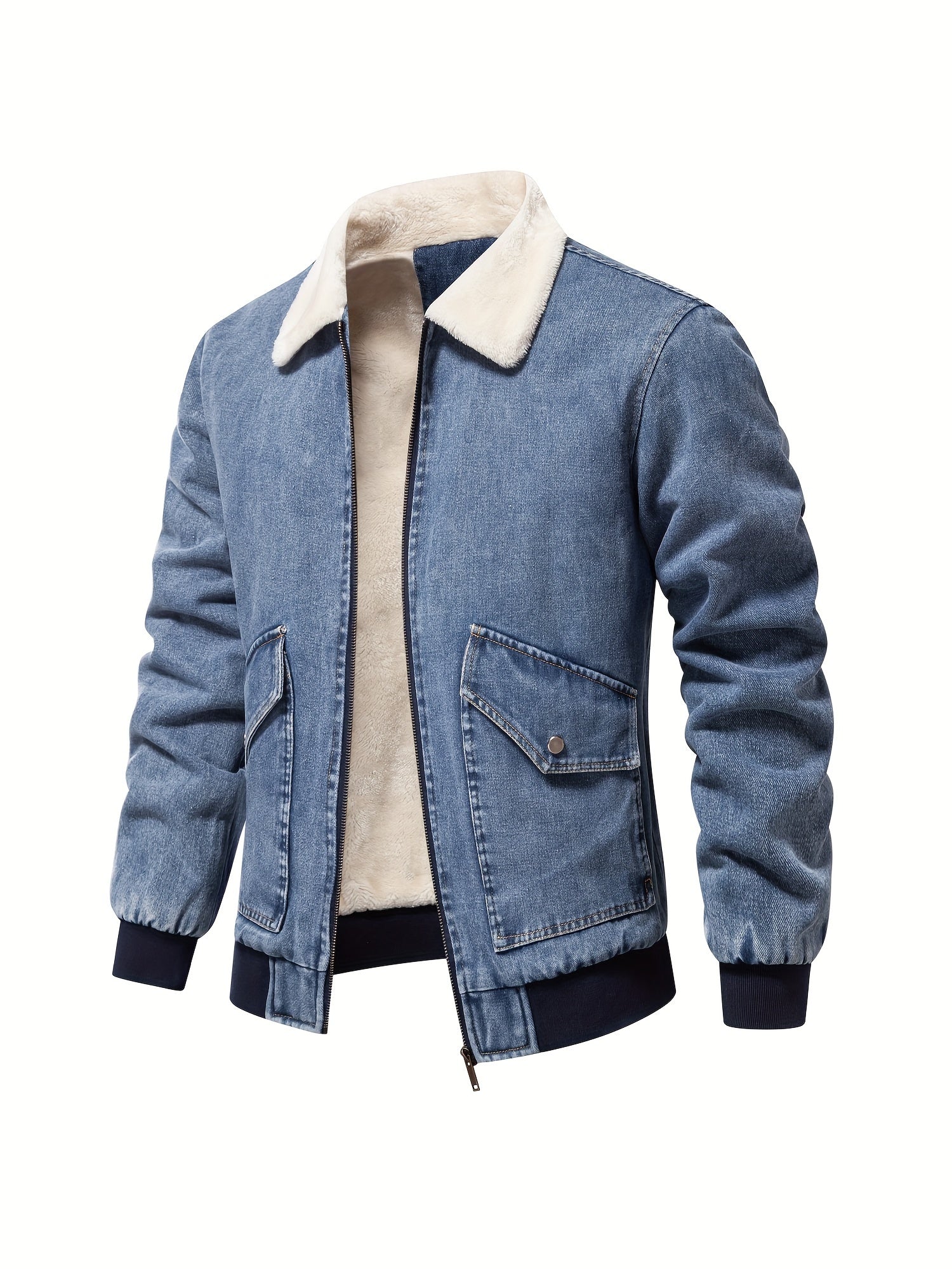 Denim fleecejacka för män