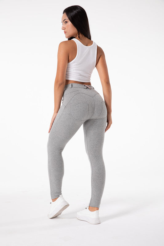 Tighta ljusgrå  leggings med hög midja
