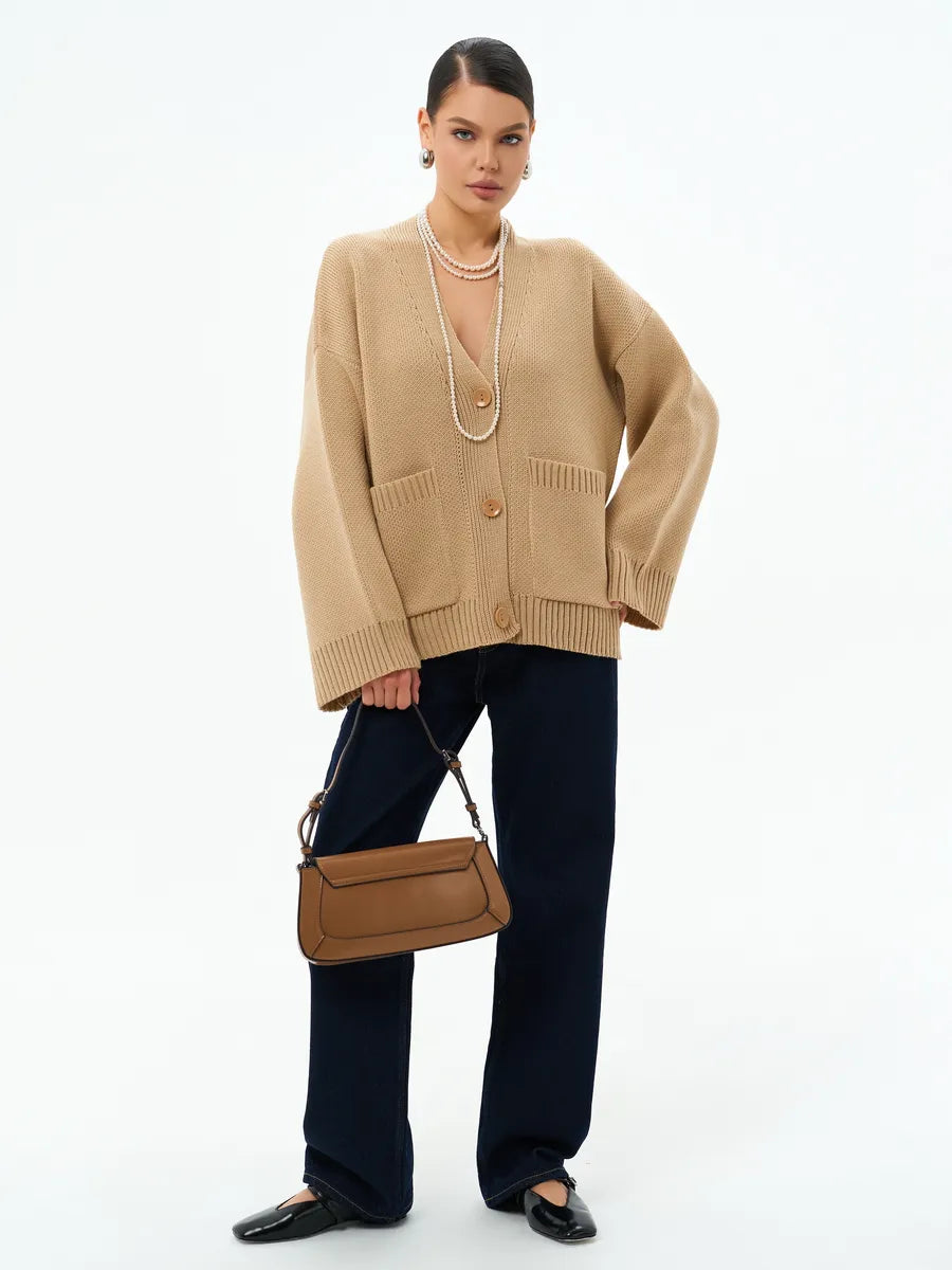 Överdimensionerad tjock stickad kofta