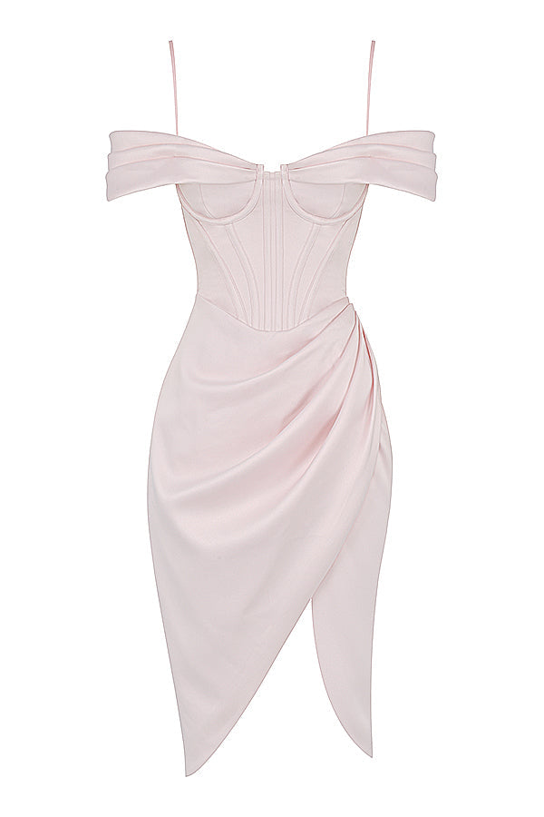 Blush off shoulder korsettklänning
