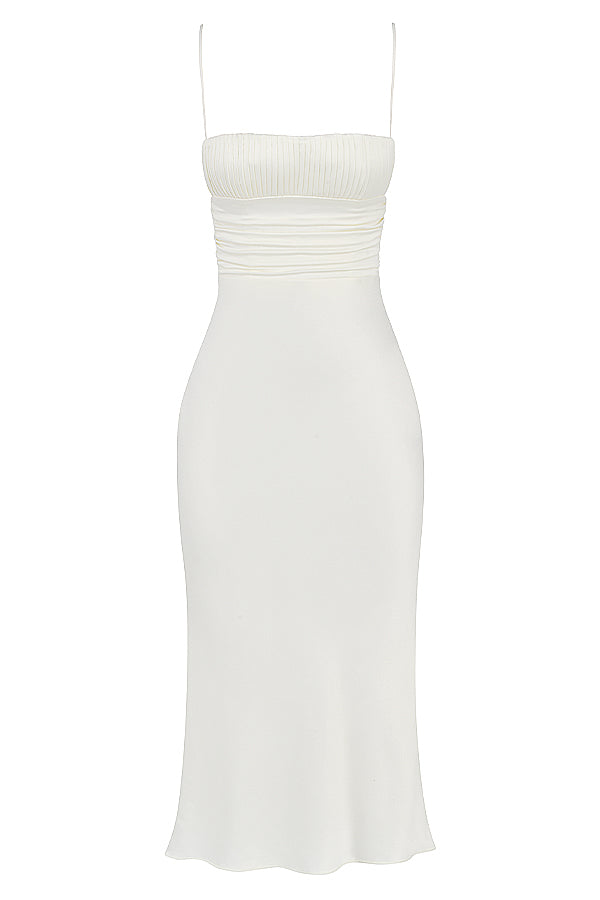 Ivory satin korsett midiklänning