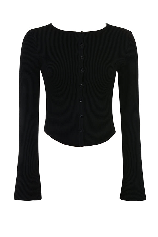 Ribbstickad cardigan med leggings
