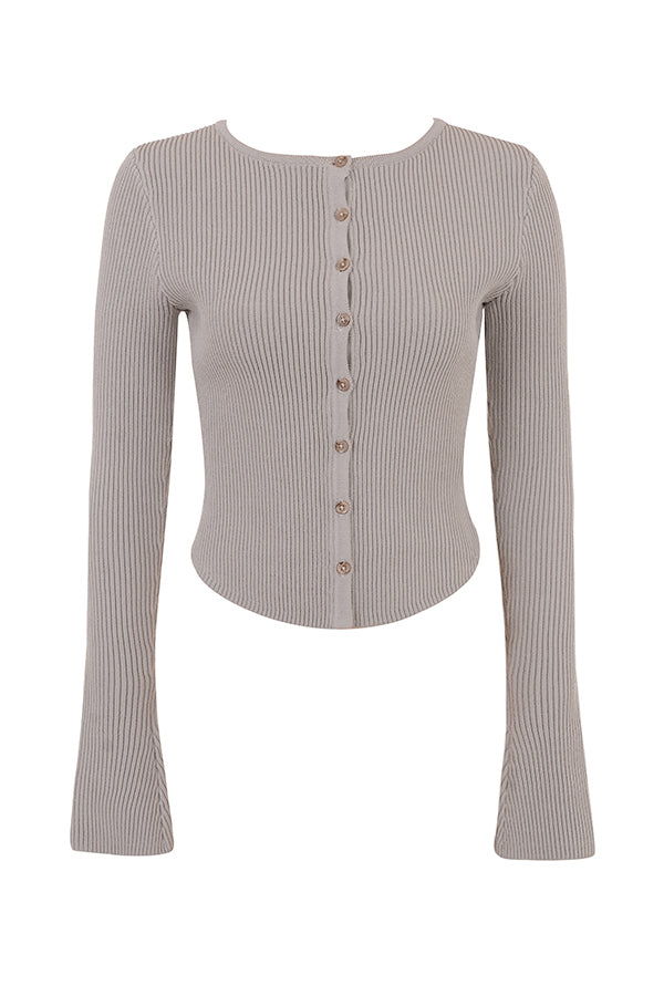 Ribbstickad cardigan med leggings