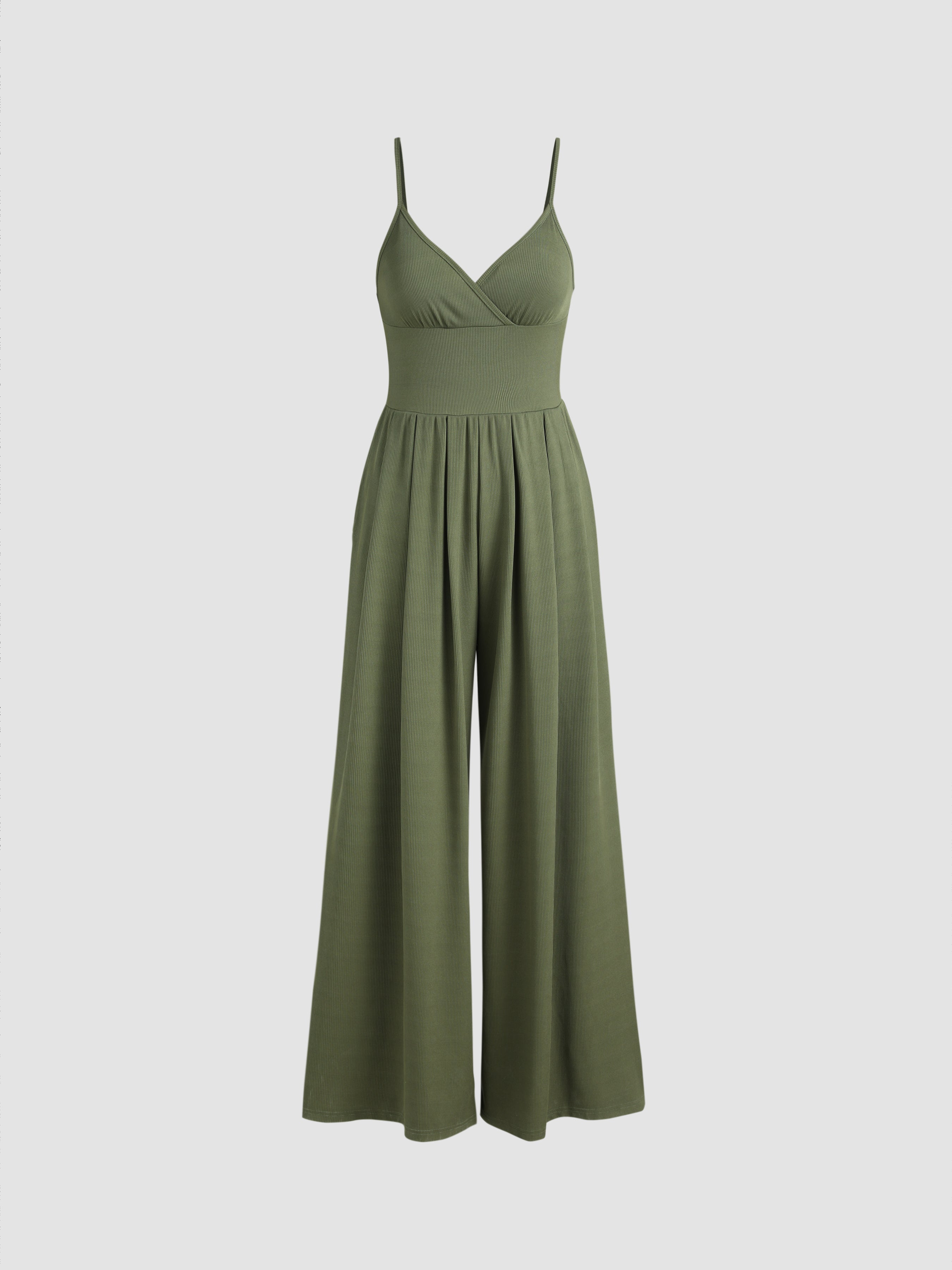 Jumpsuit med V-ringning och vida ben