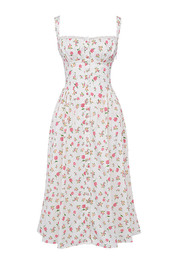 Midi solklänning med blommor