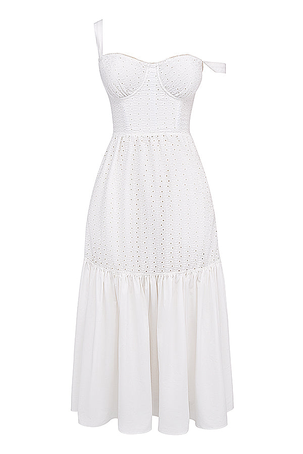 Vit midi solklänning frå n Broderie Anglaise