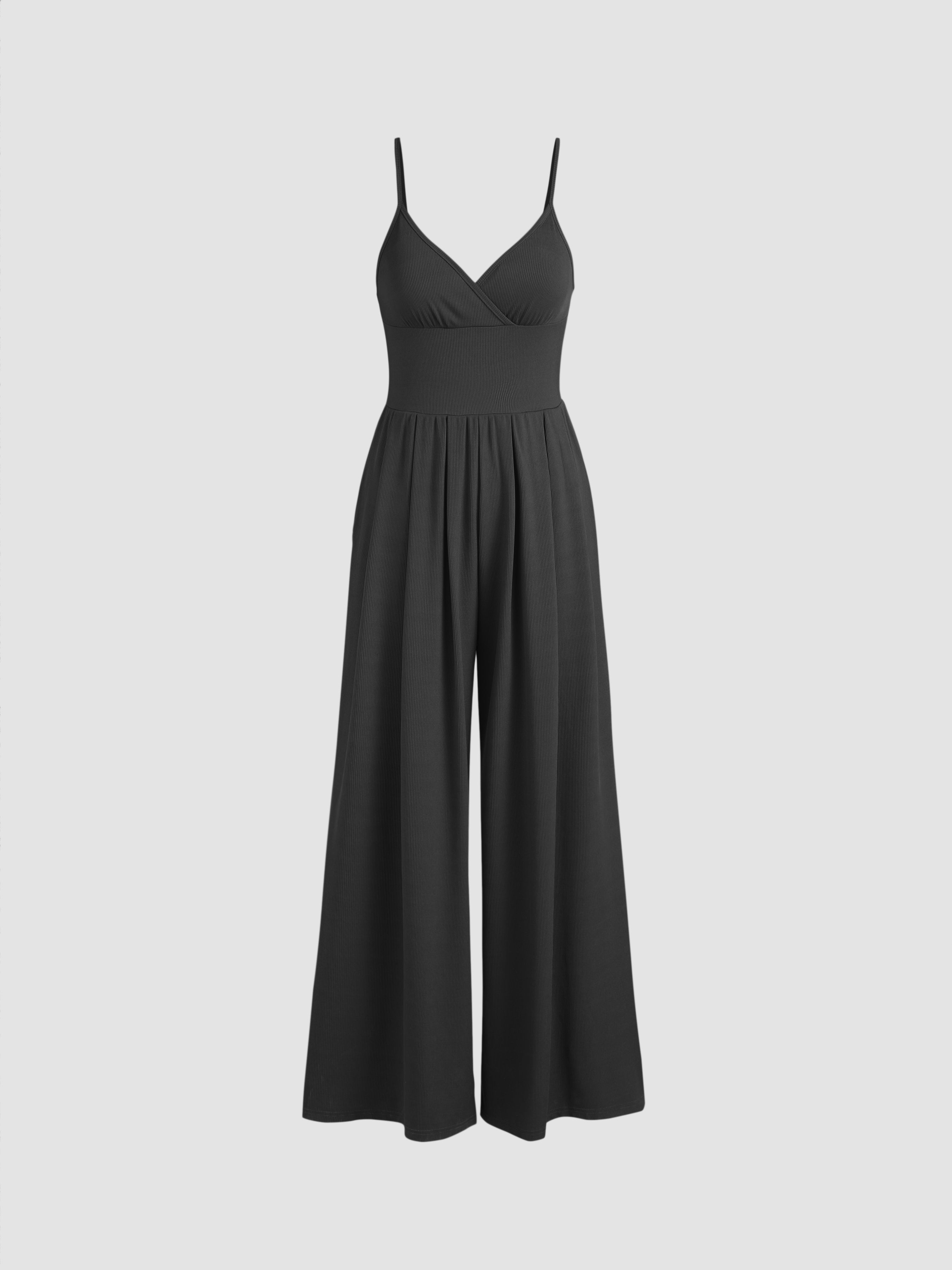 Jumpsuit med V-ringning och vida ben
