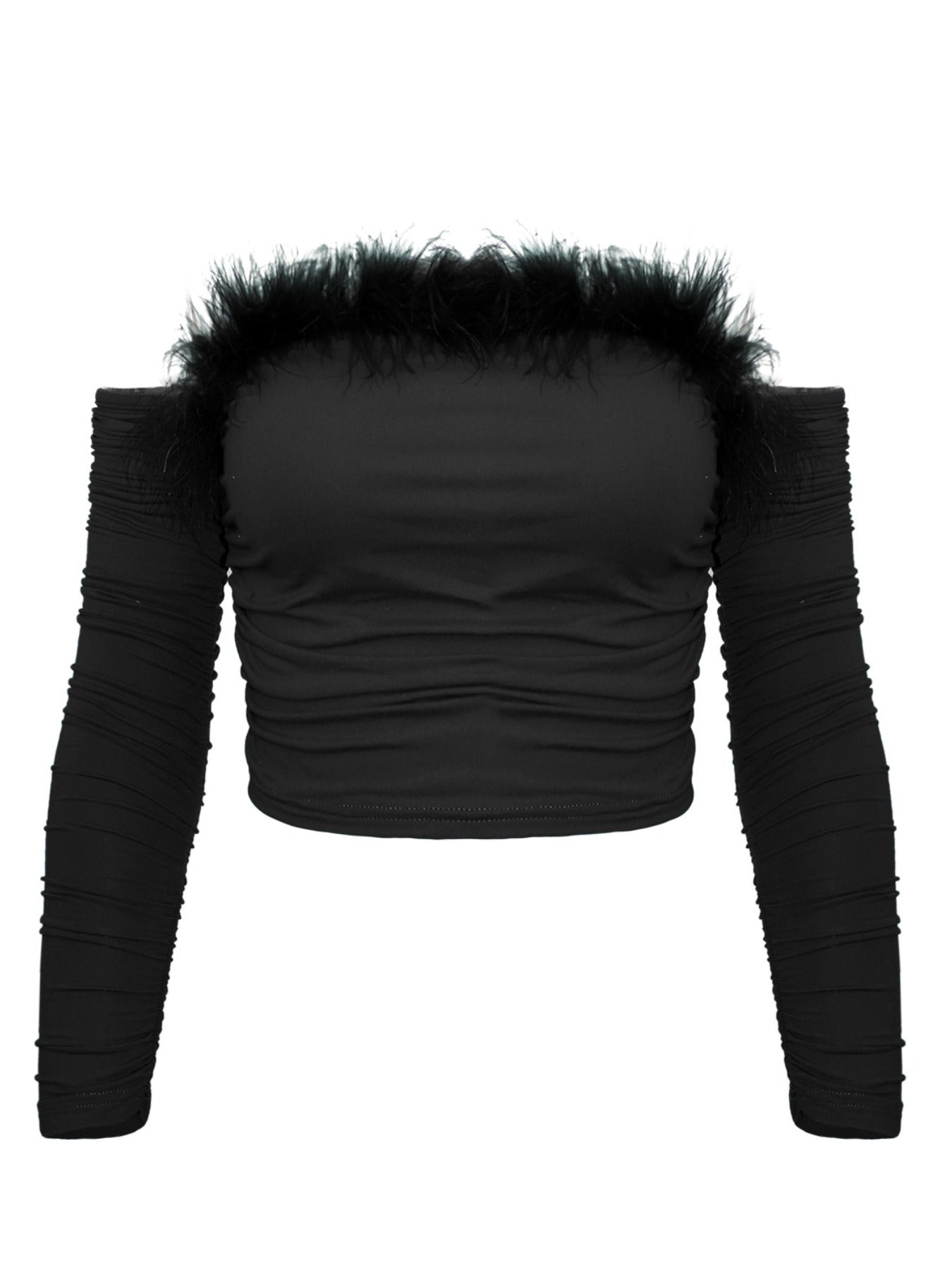 Off shoulder topp med fuskpälskant