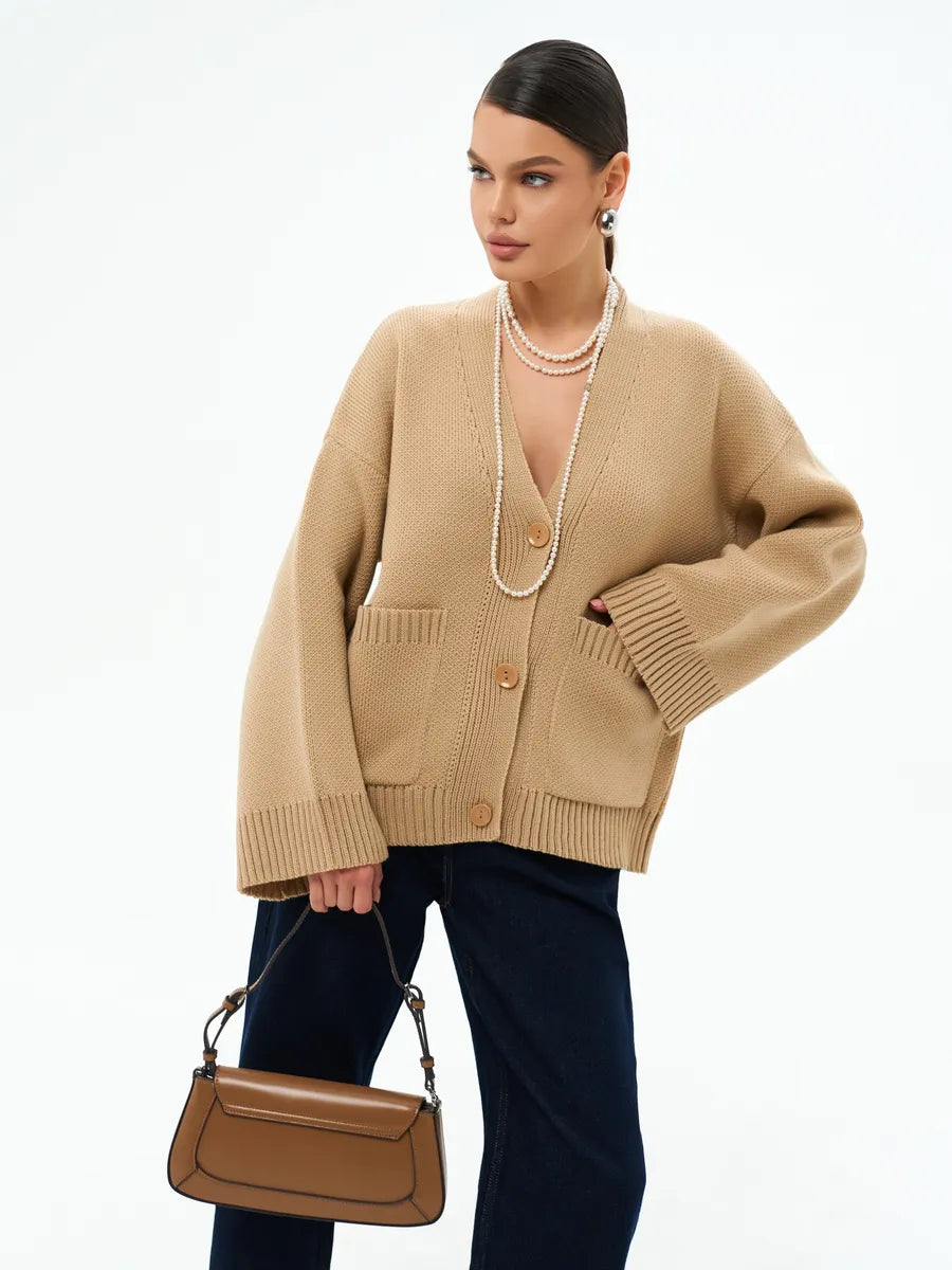 Överdimensionerad tjock stickad kofta