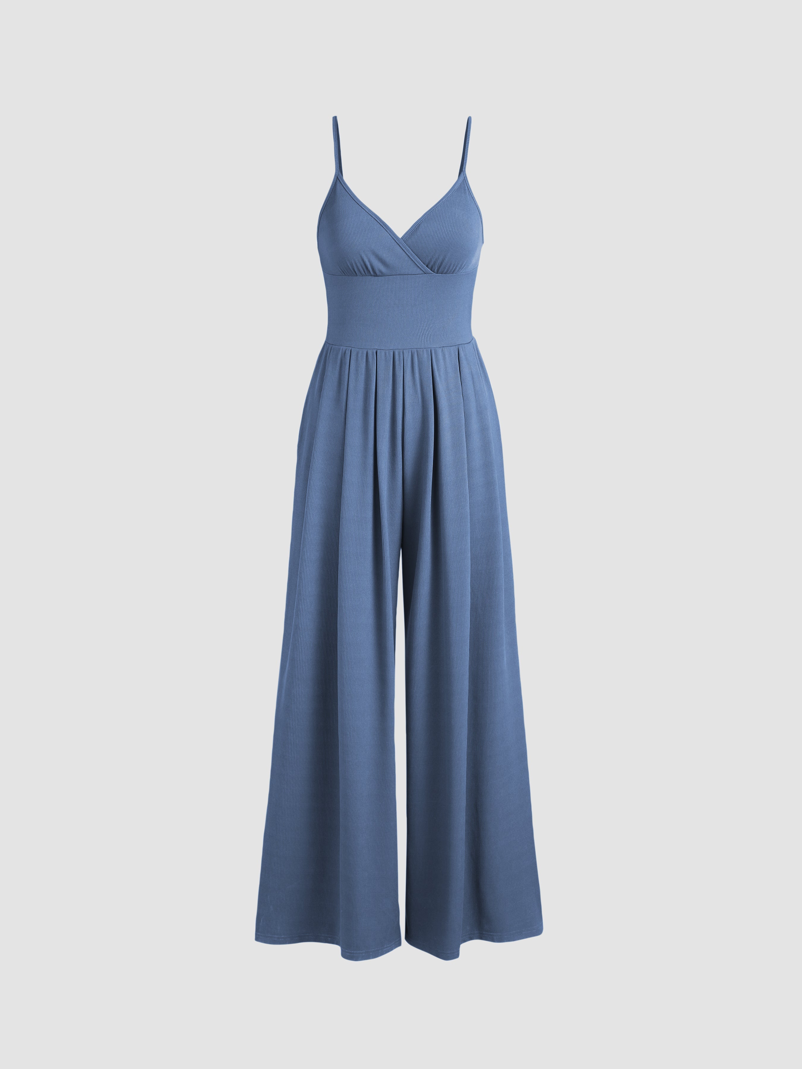 Jumpsuit med V-ringning och vida ben
