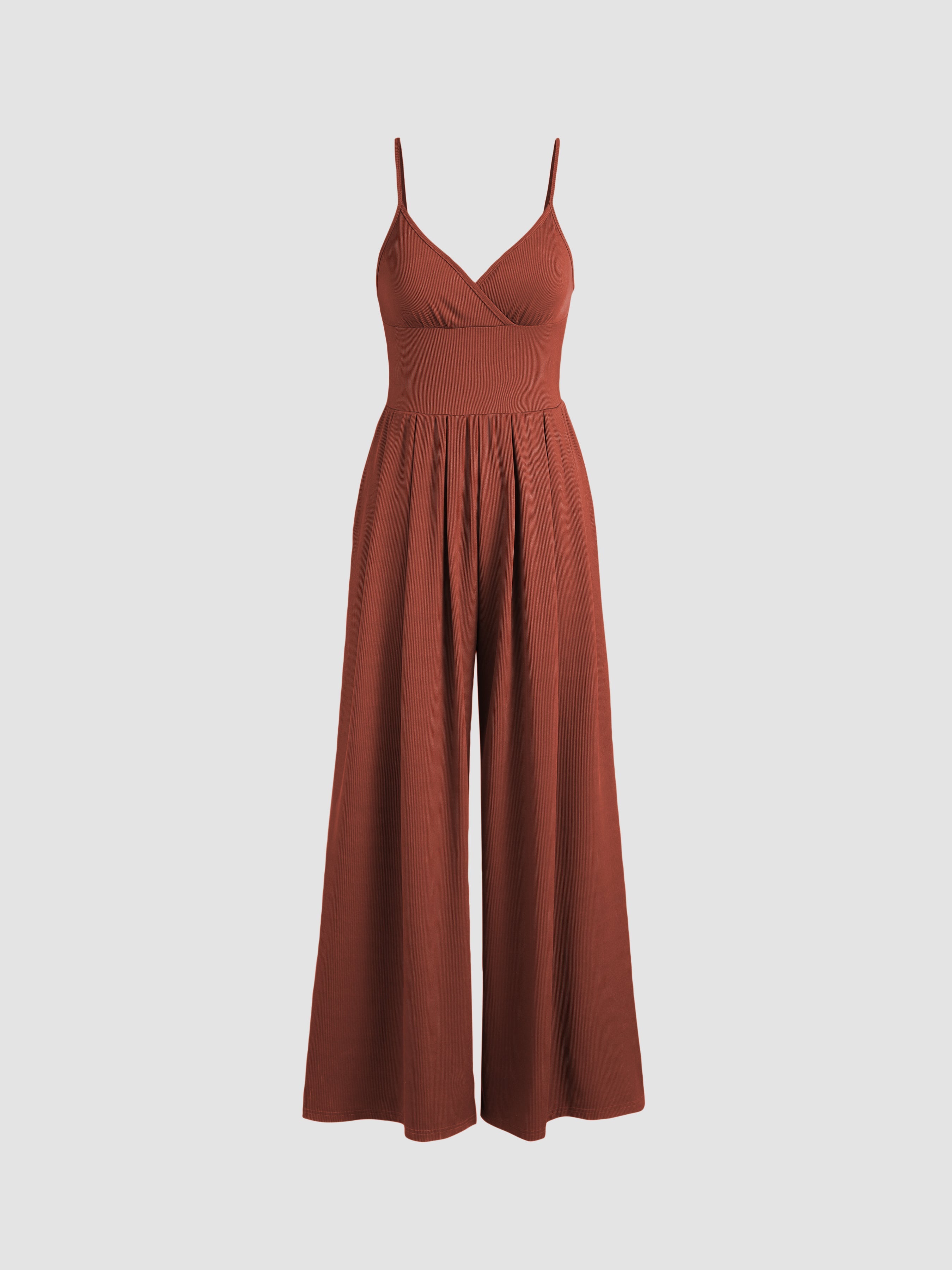 Jumpsuit med V-ringning och vida ben