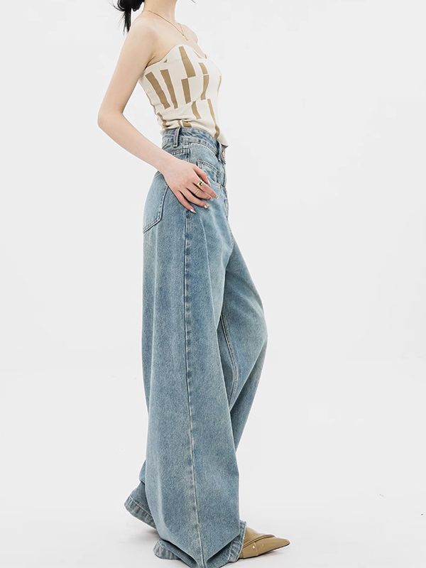 Högmidjade jeans med vida ben