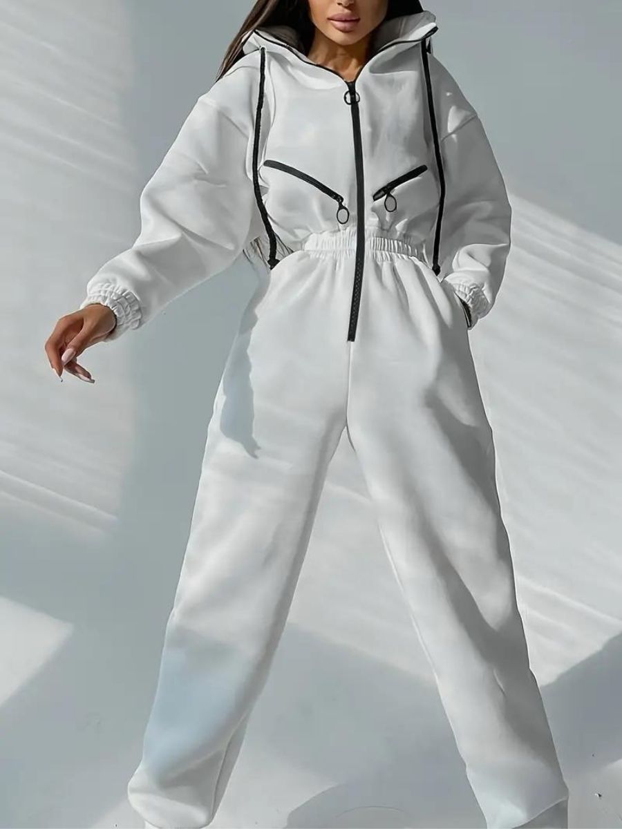 jumpsuit med huva och dragsko