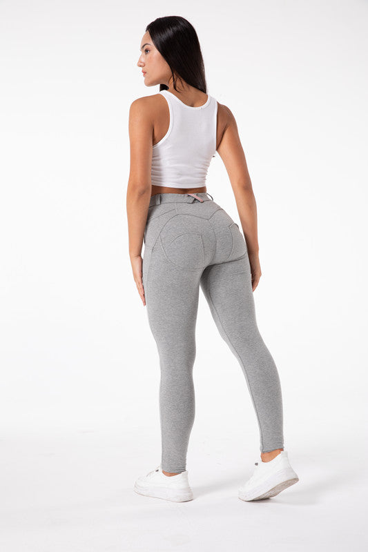Tighta ljusgrå  leggings med hög midja