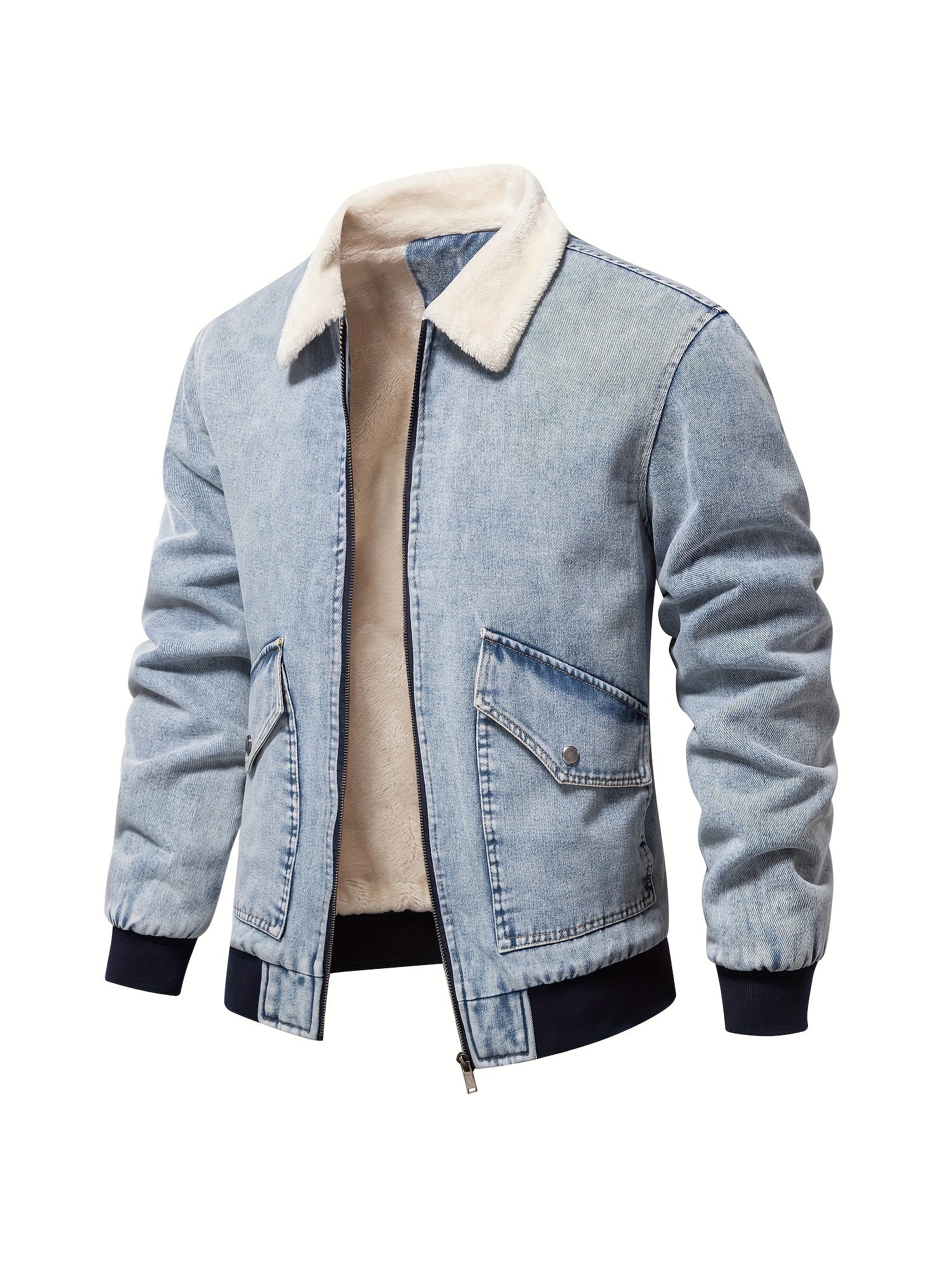 Denim fleecejacka för män