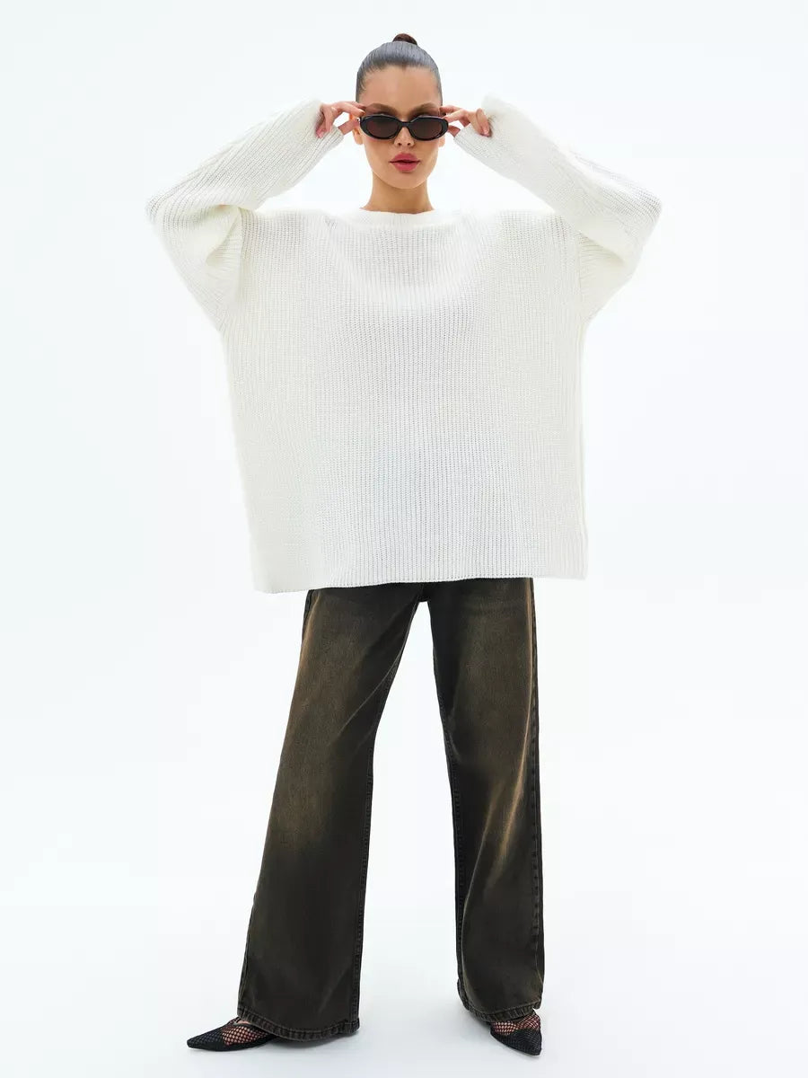 Lösstickad randig tröja