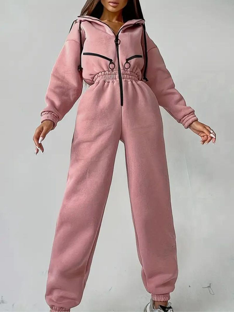 jumpsuit med huva och dragsko