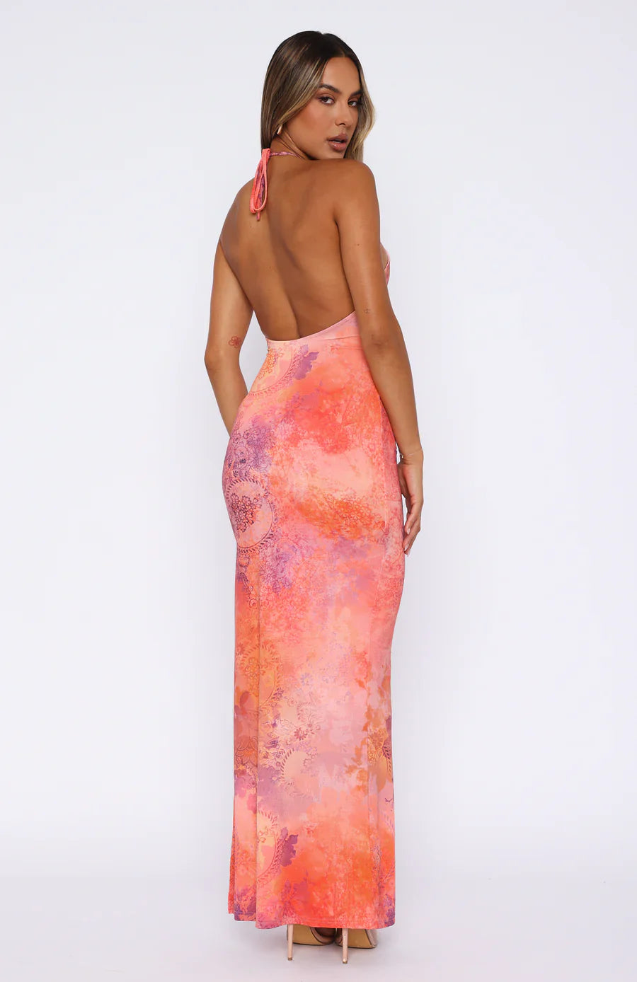 Halterneck Backless Maxiklänning I Orange