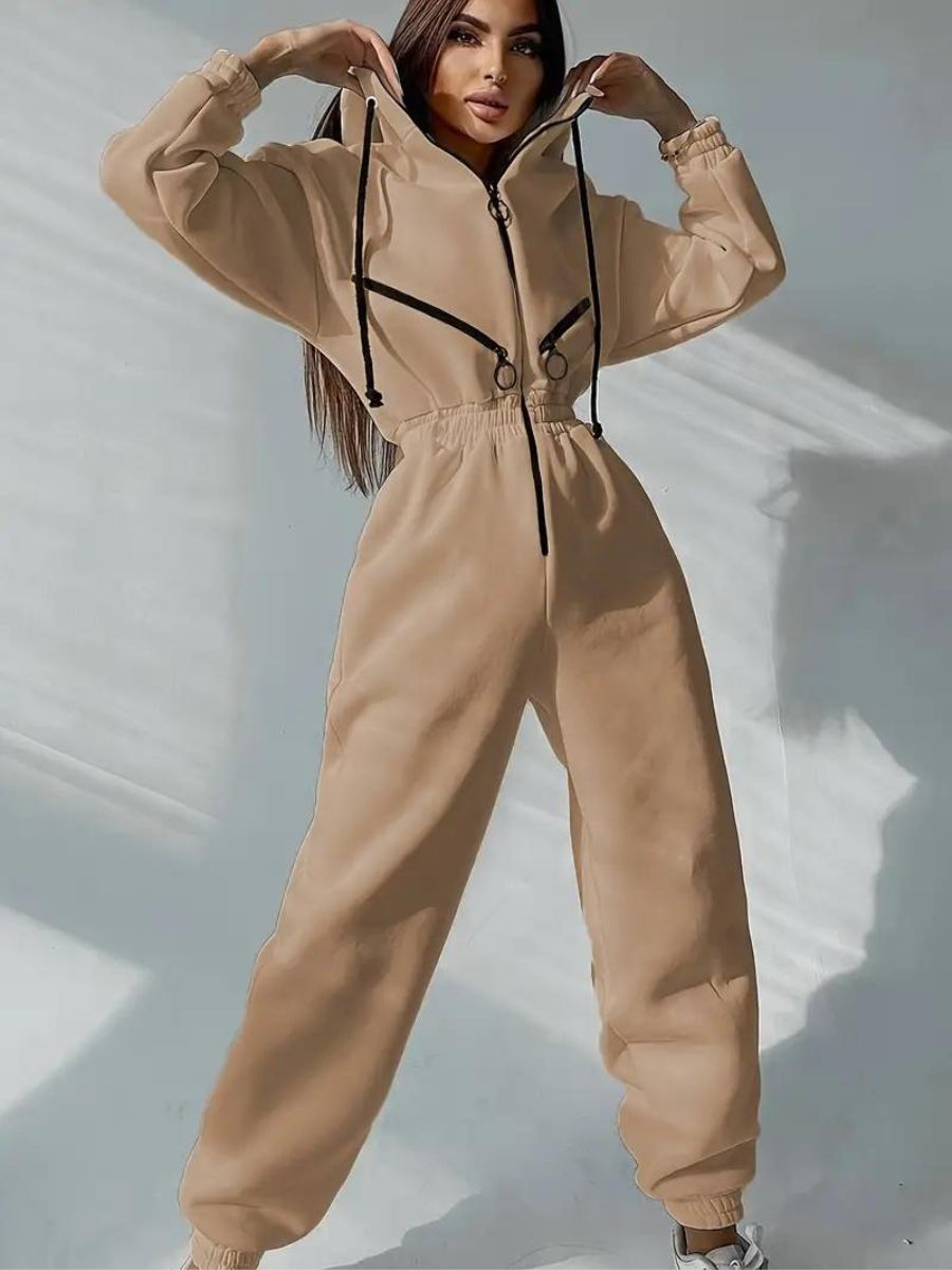 jumpsuit med huva och dragsko