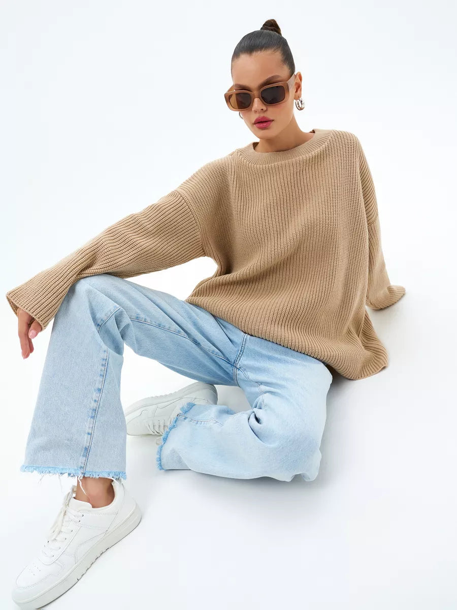 Lösstickad randig tröja