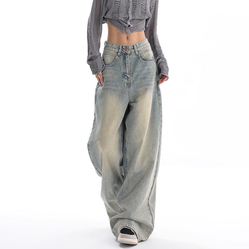Retrotvättade lösa jeans