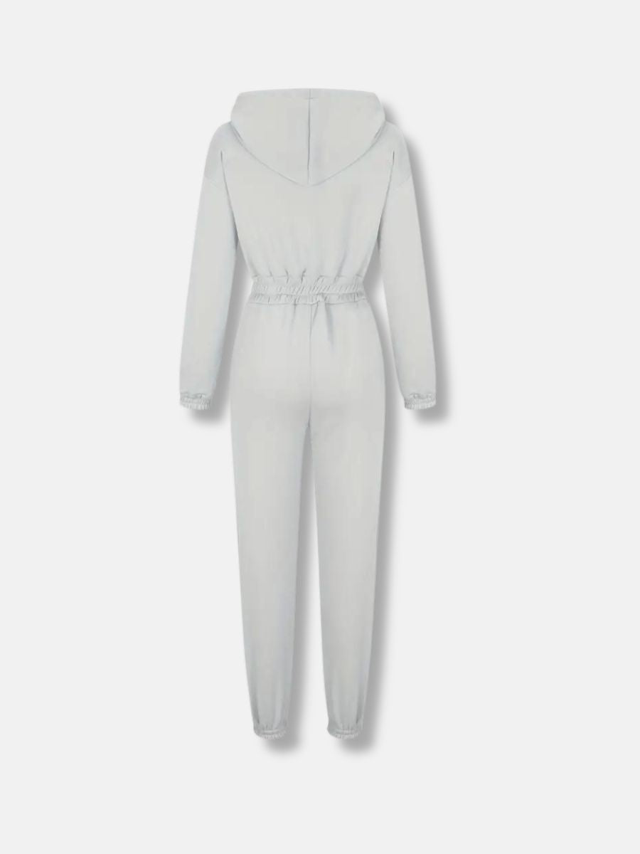 jumpsuit med huva och dragsko