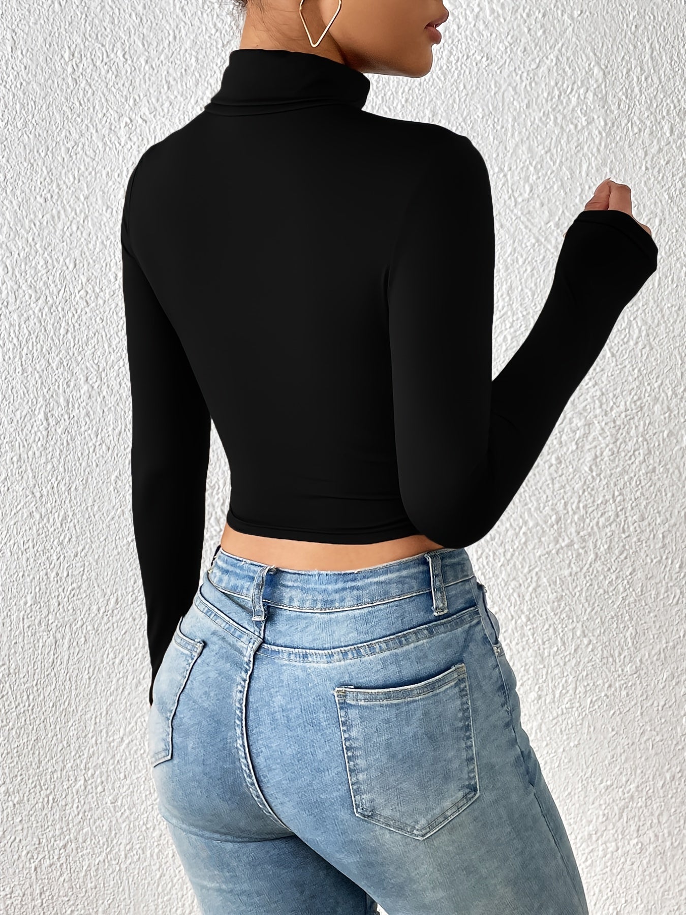 Skinny crop T-shirt med turtleneck