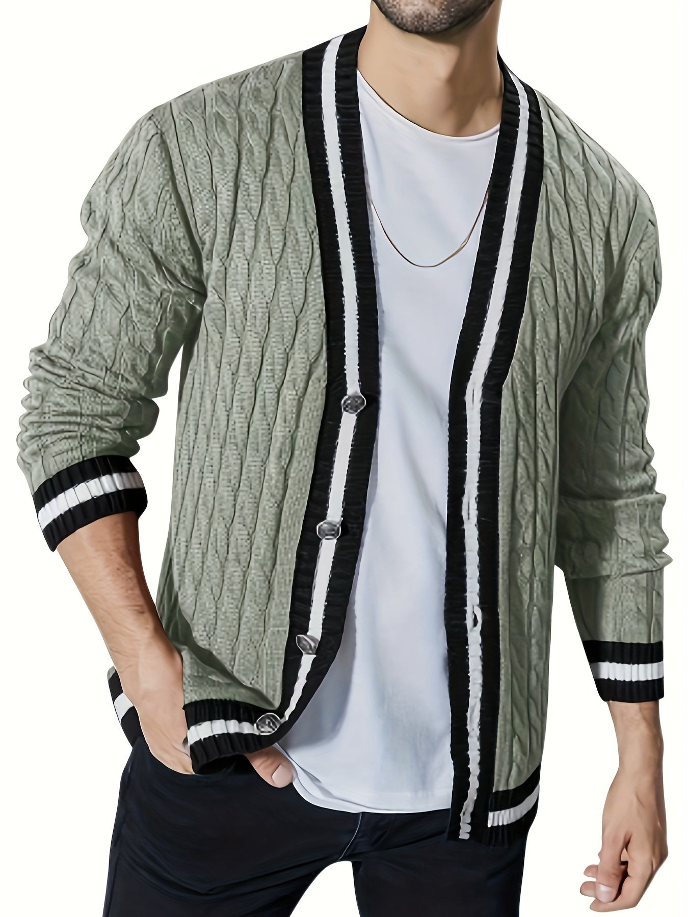 Elegant grön cardigan för män
