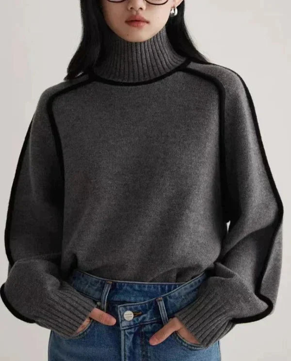 Randig turtleneck-tröja för kvinnor