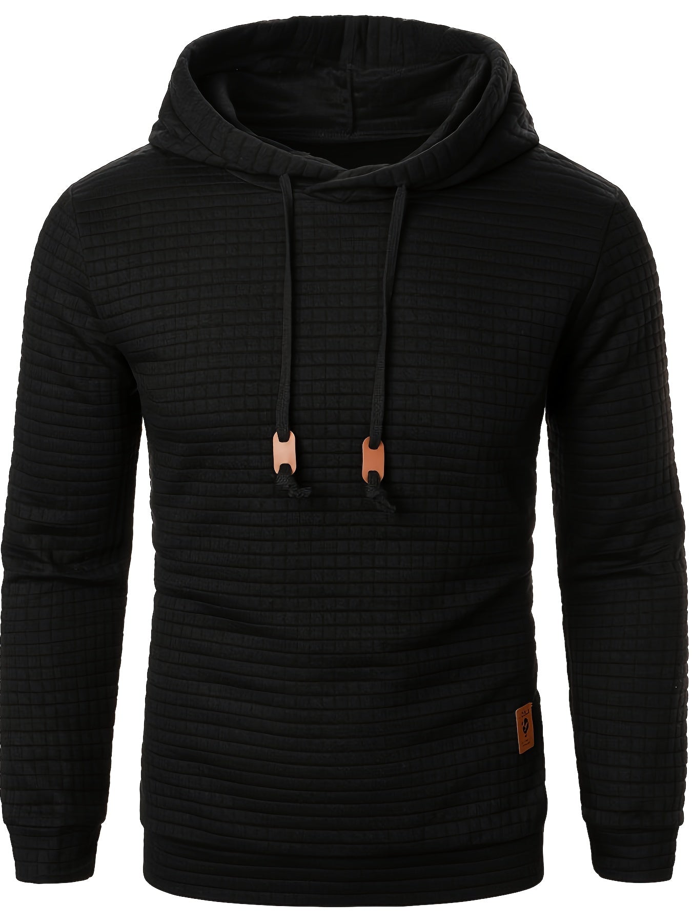 Bekväm lå ngärmad hoodie med vå ffelmönster