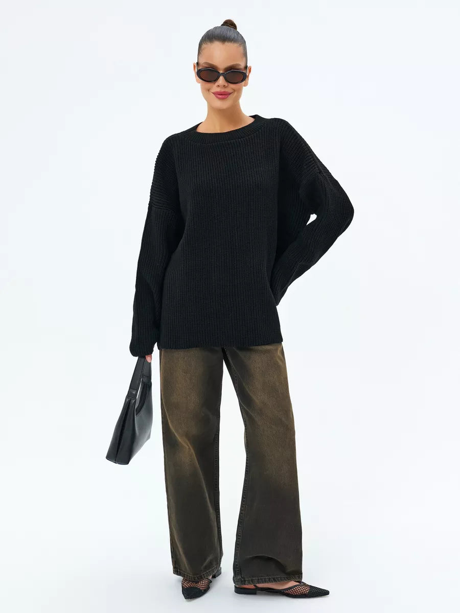 Lösstickad randig tröja