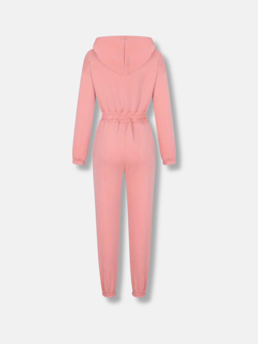 jumpsuit med huva och dragsko