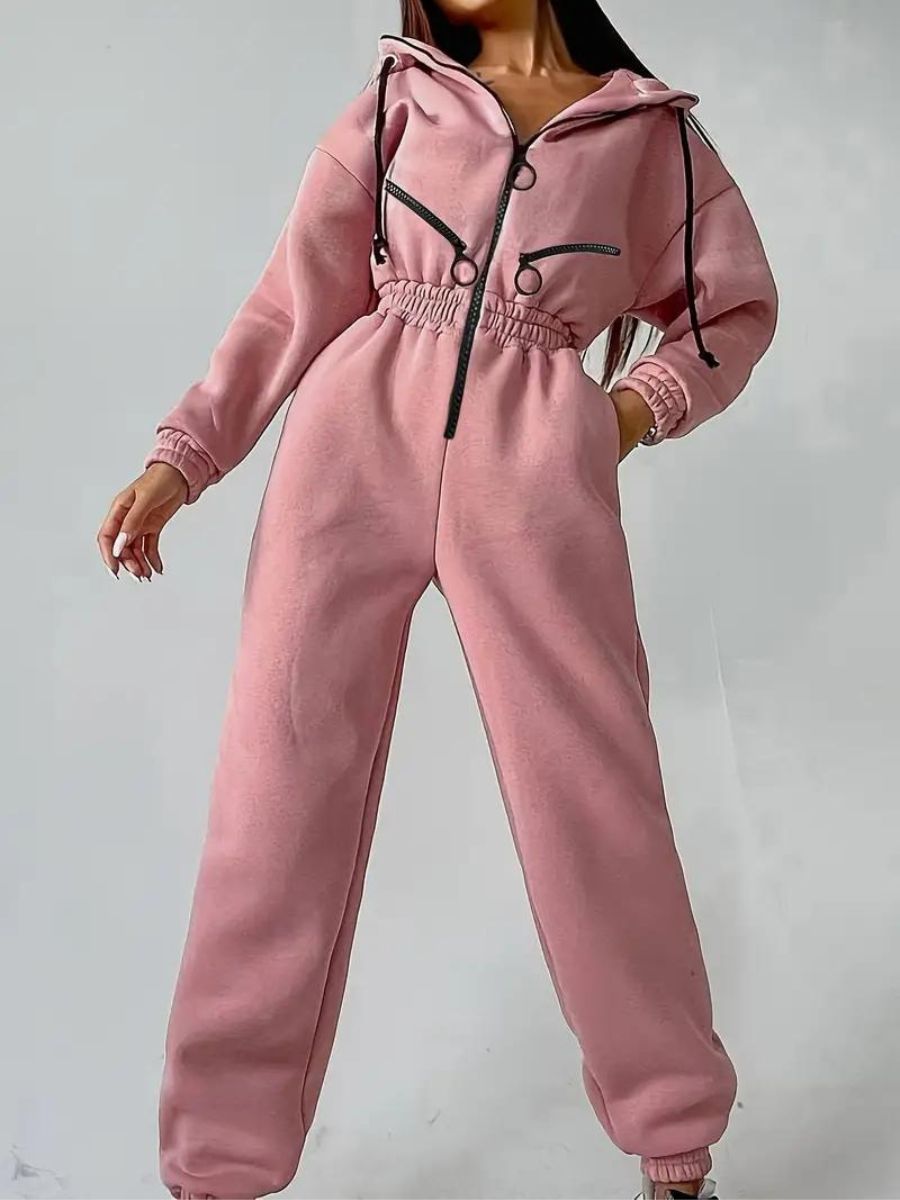 jumpsuit med huva och dragsko