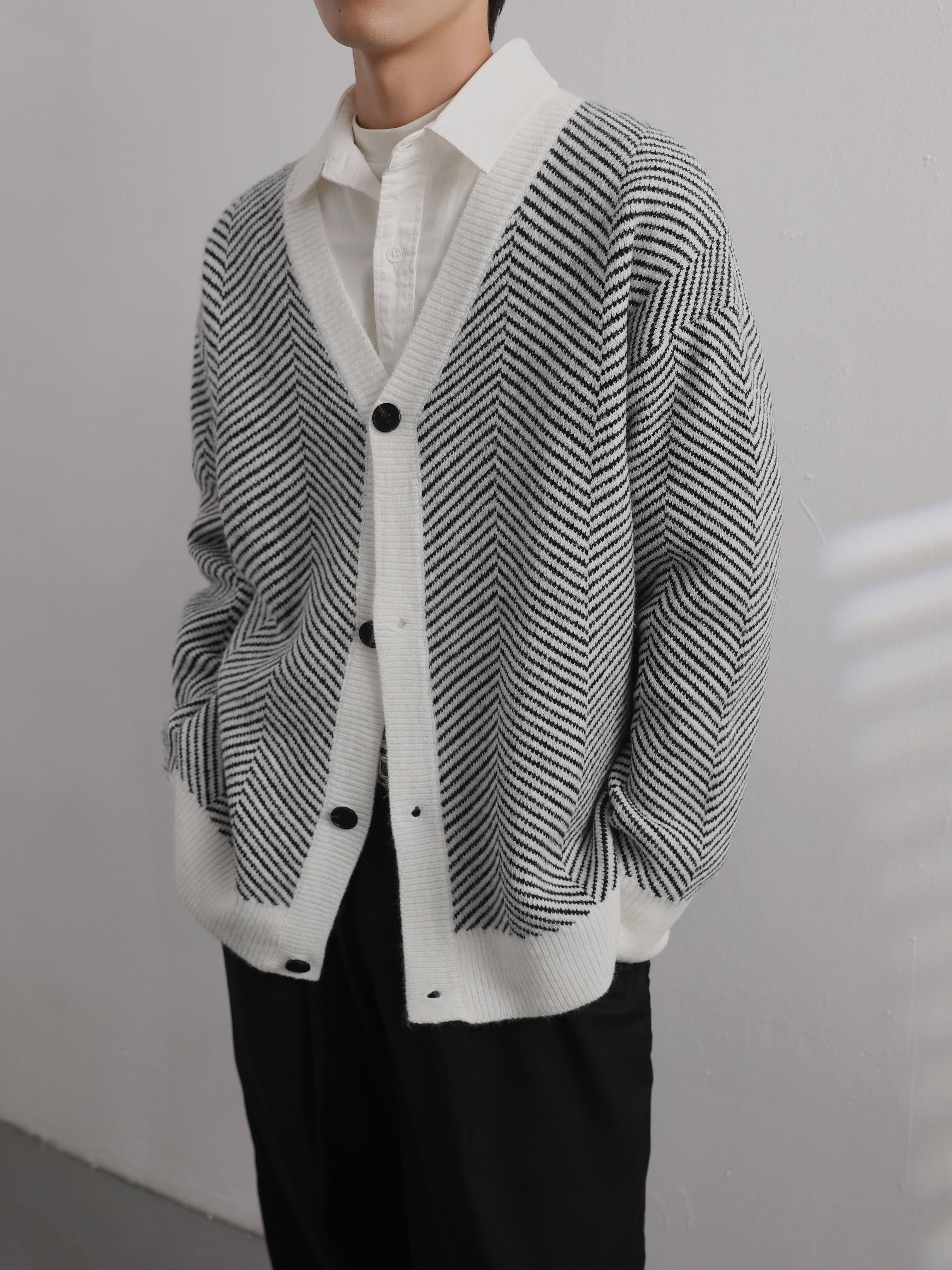 Snygg randig lös cardigan